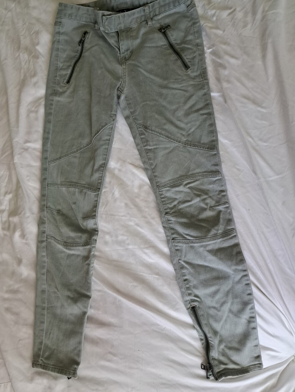 Armani Exchange Skinny Moto Jeans - Sage Green